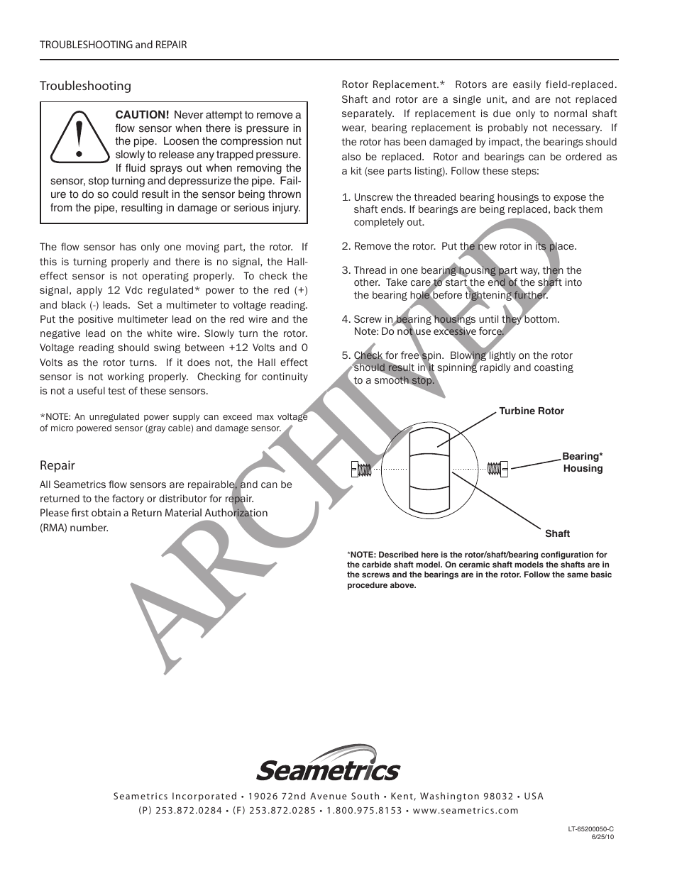 Ar ch ive d | Seametrics TX100-200-SERIES v.2 User Manual | Page 12 / 12