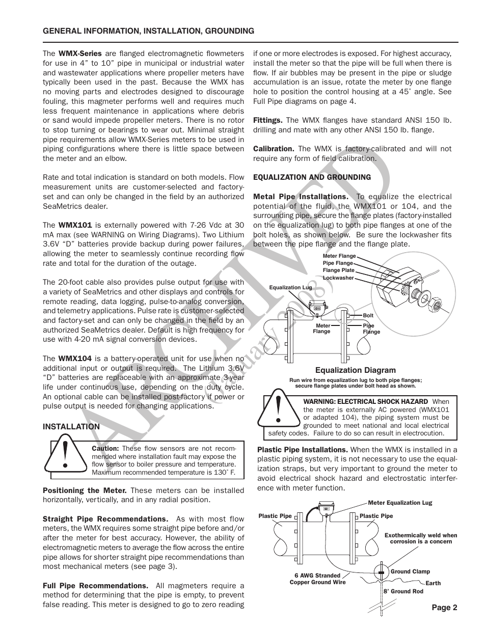 Ar ch ive d, January 2008) | Seametrics WMX-Series User Manual | Page 3 / 8