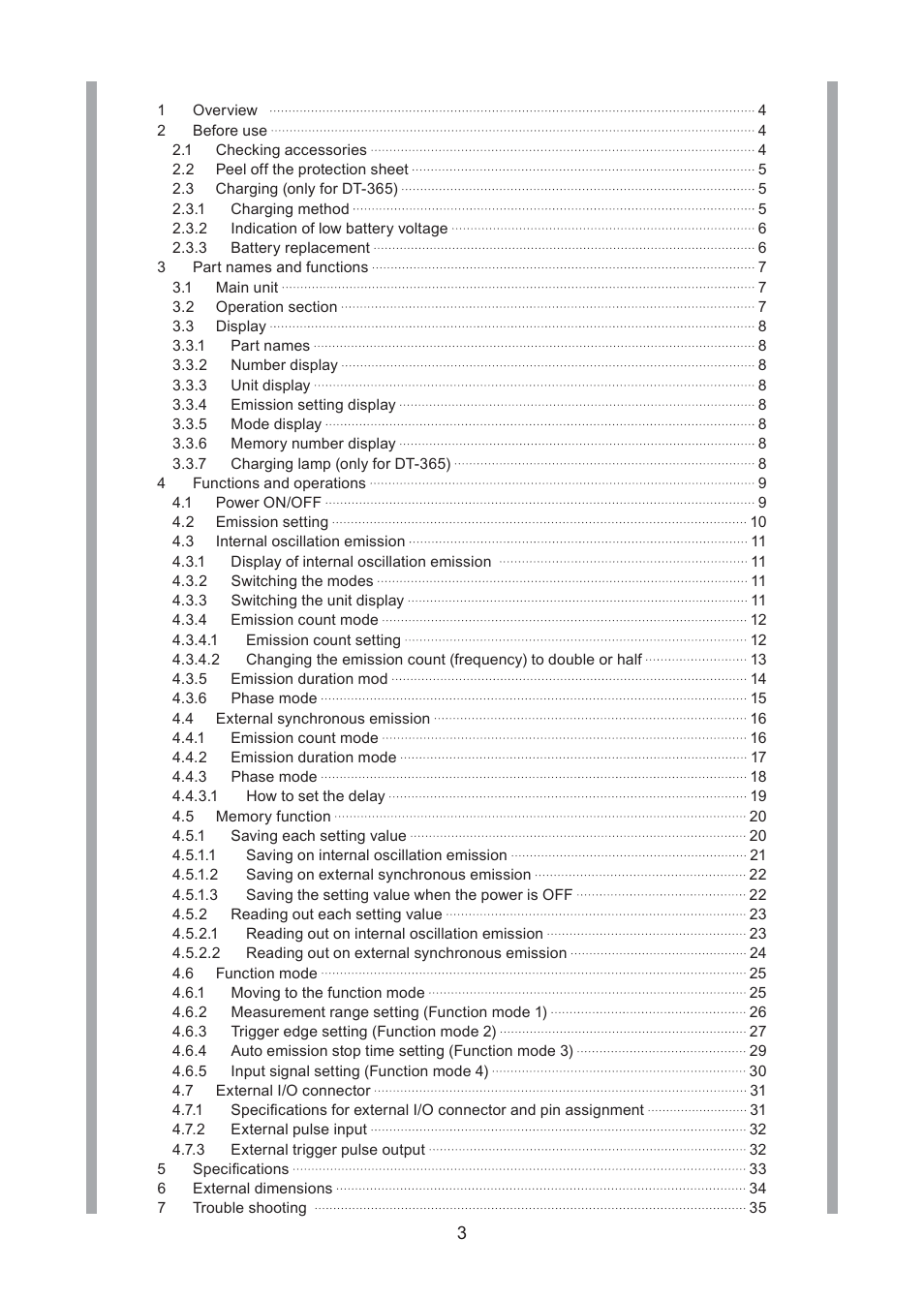 SHIMPO DT-365 User Manual | Page 3 / 36
