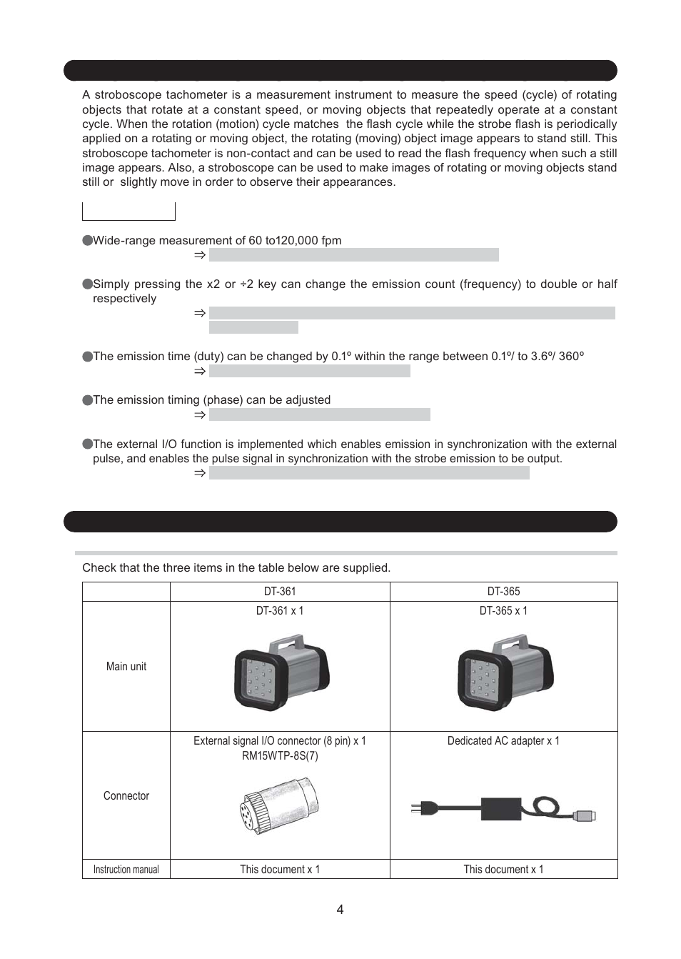 Overview 1, Before use 2 | SHIMPO DT-365 User Manual | Page 4 / 36