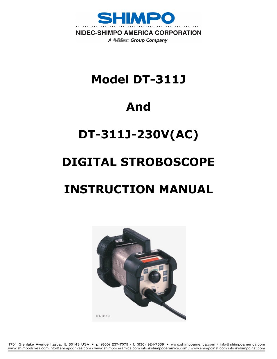 SHIMPO DT-311J-230V User Manual | 12 pages