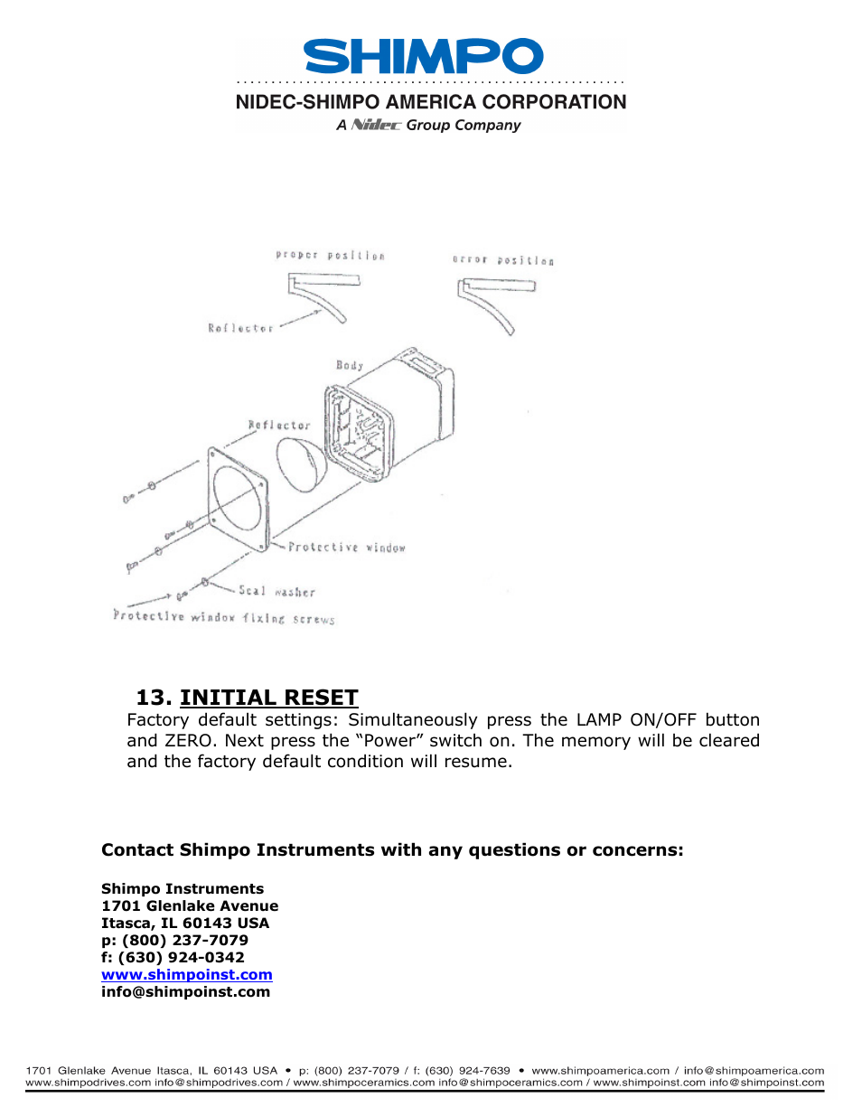 Initial reset | SHIMPO DT-311J-230V User Manual | Page 12 / 12