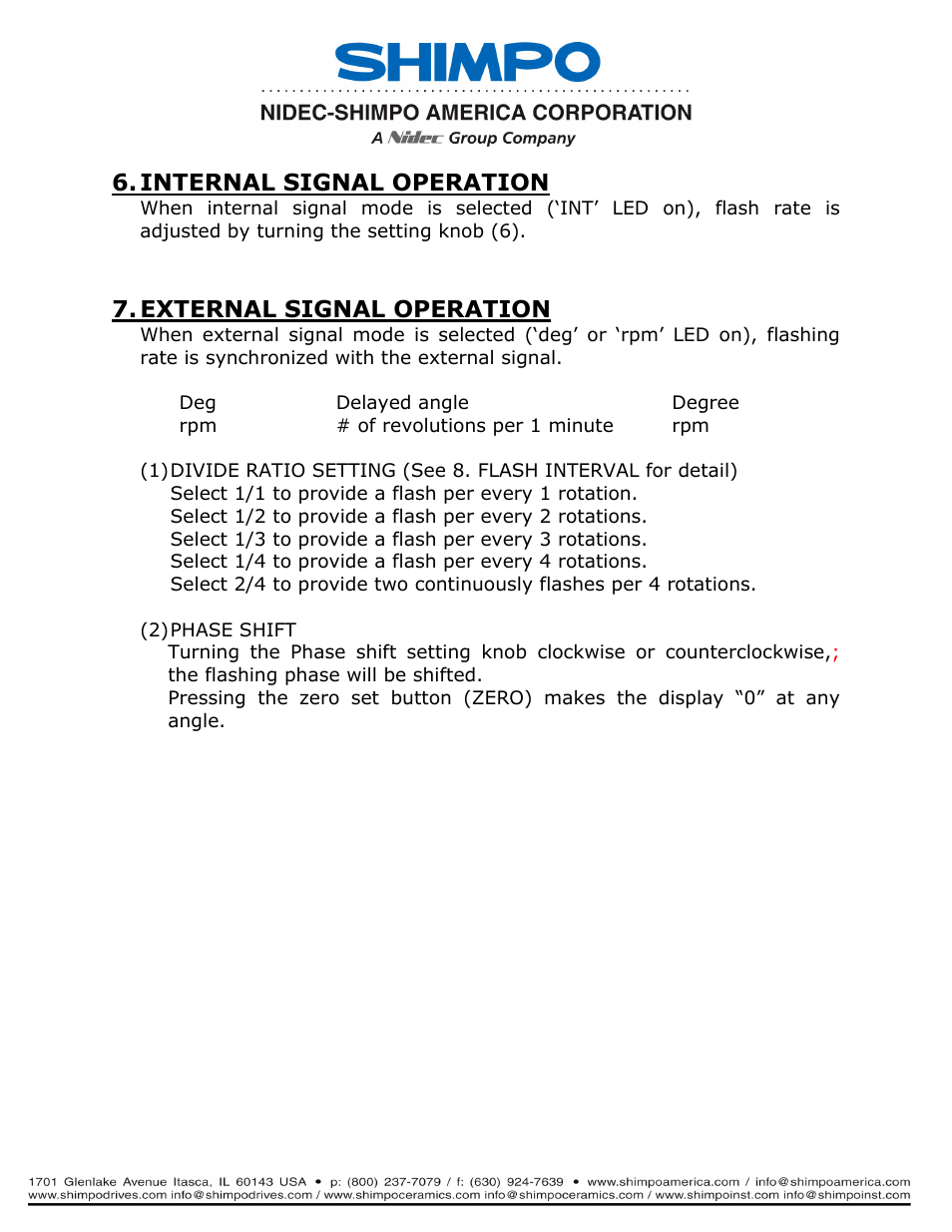 Internal signal operation, External signal operation | SHIMPO DT-311J-230V User Manual | Page 6 / 12