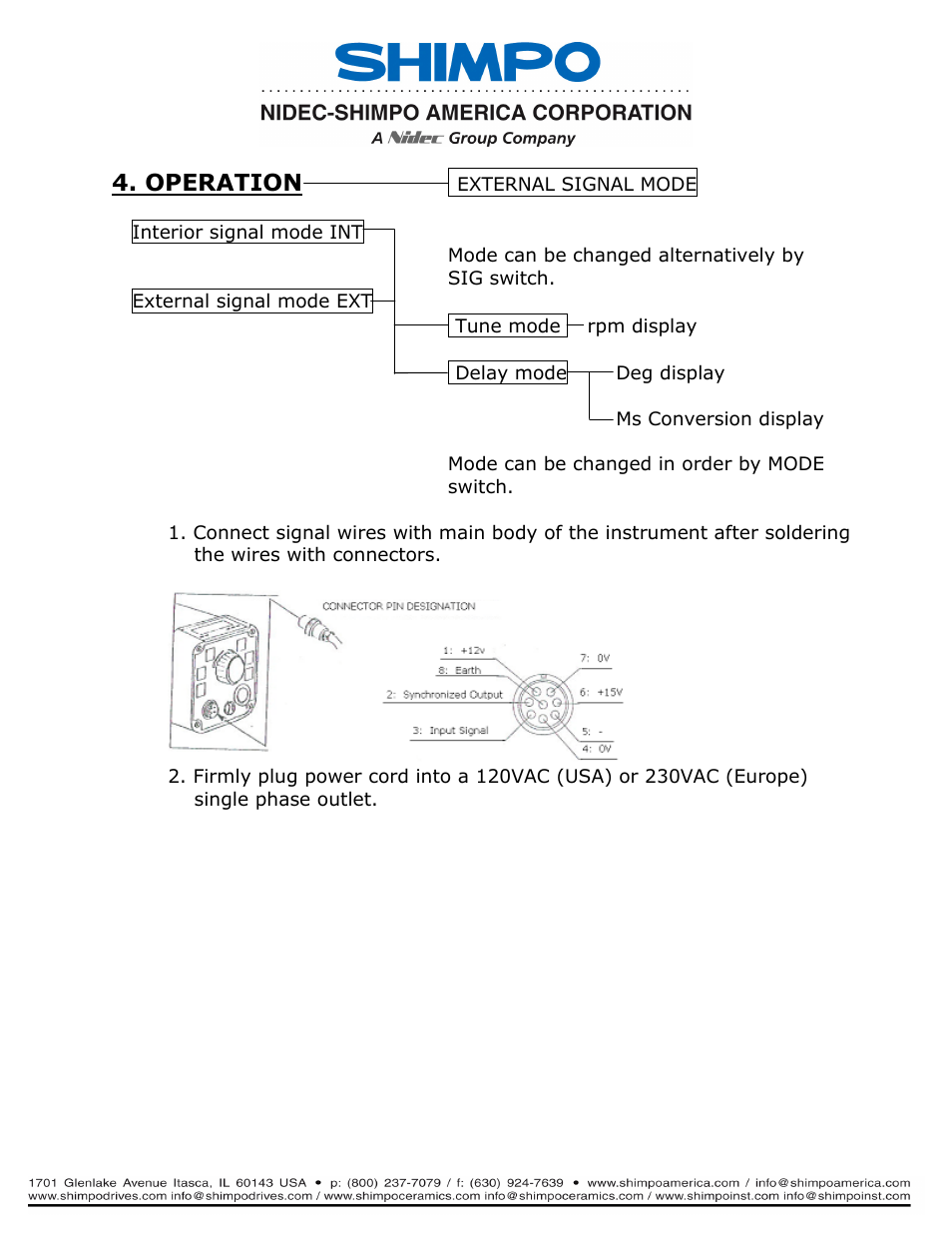 Operation | SHIMPO DT-315P User Manual | Page 7 / 17