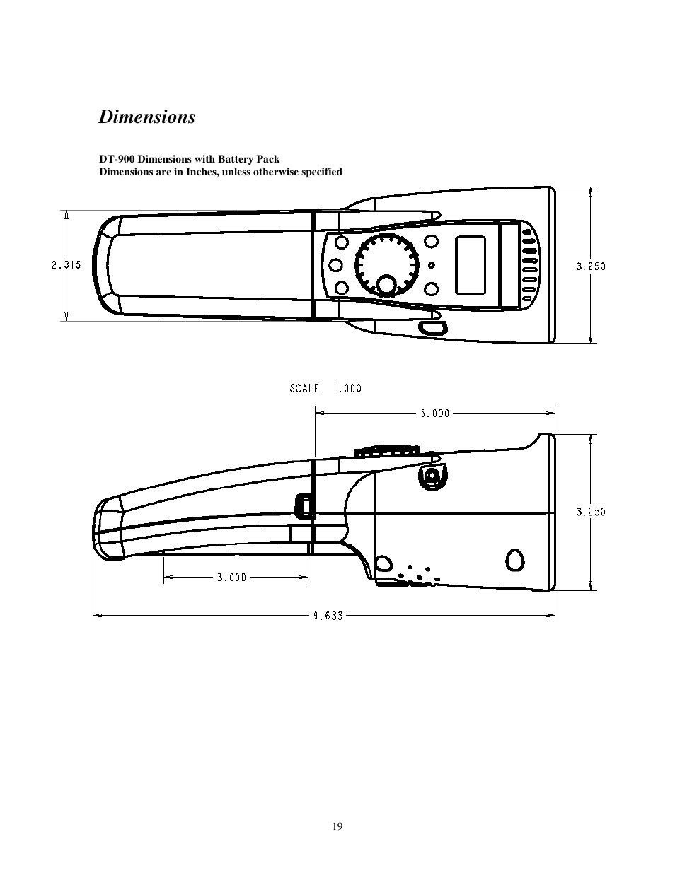 Dimensions | SHIMPO DT-900 User Manual | Page 22 / 33