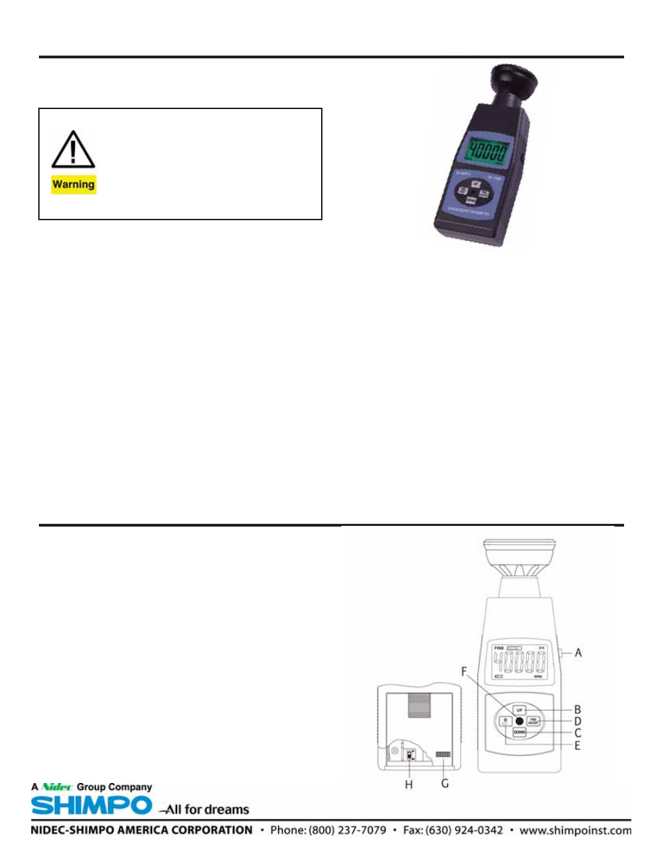 SHIMPO ST-1000 User Manual | 2 pages