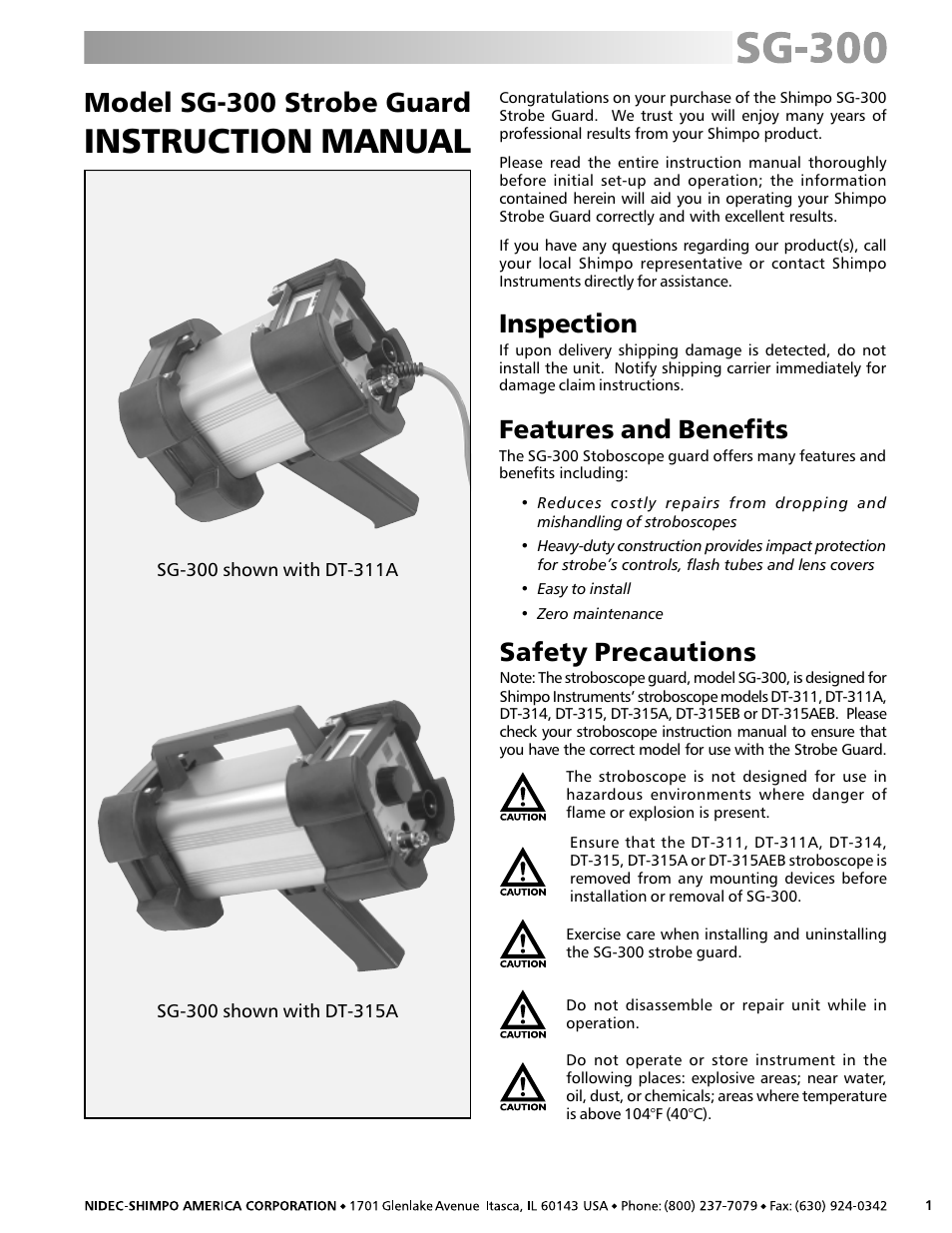 SHIMPO SG-300 User Manual | 2 pages