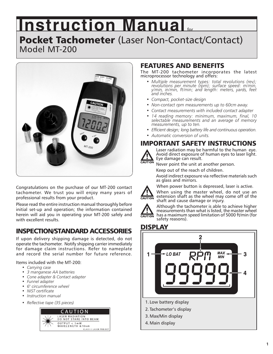 SHIMPO MT-200 User Manual | 4 pages