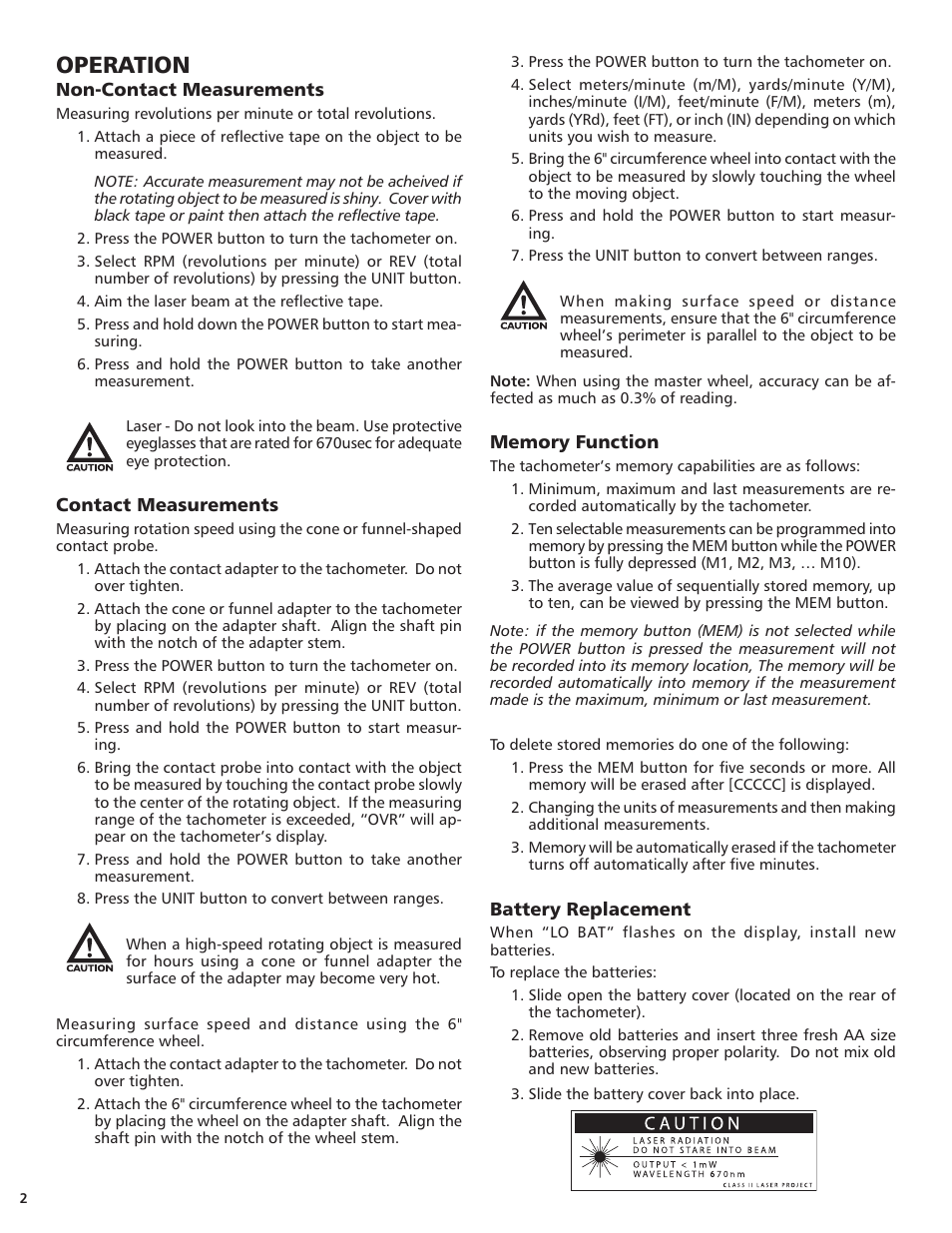 Operation | SHIMPO MT-200 User Manual | Page 2 / 4