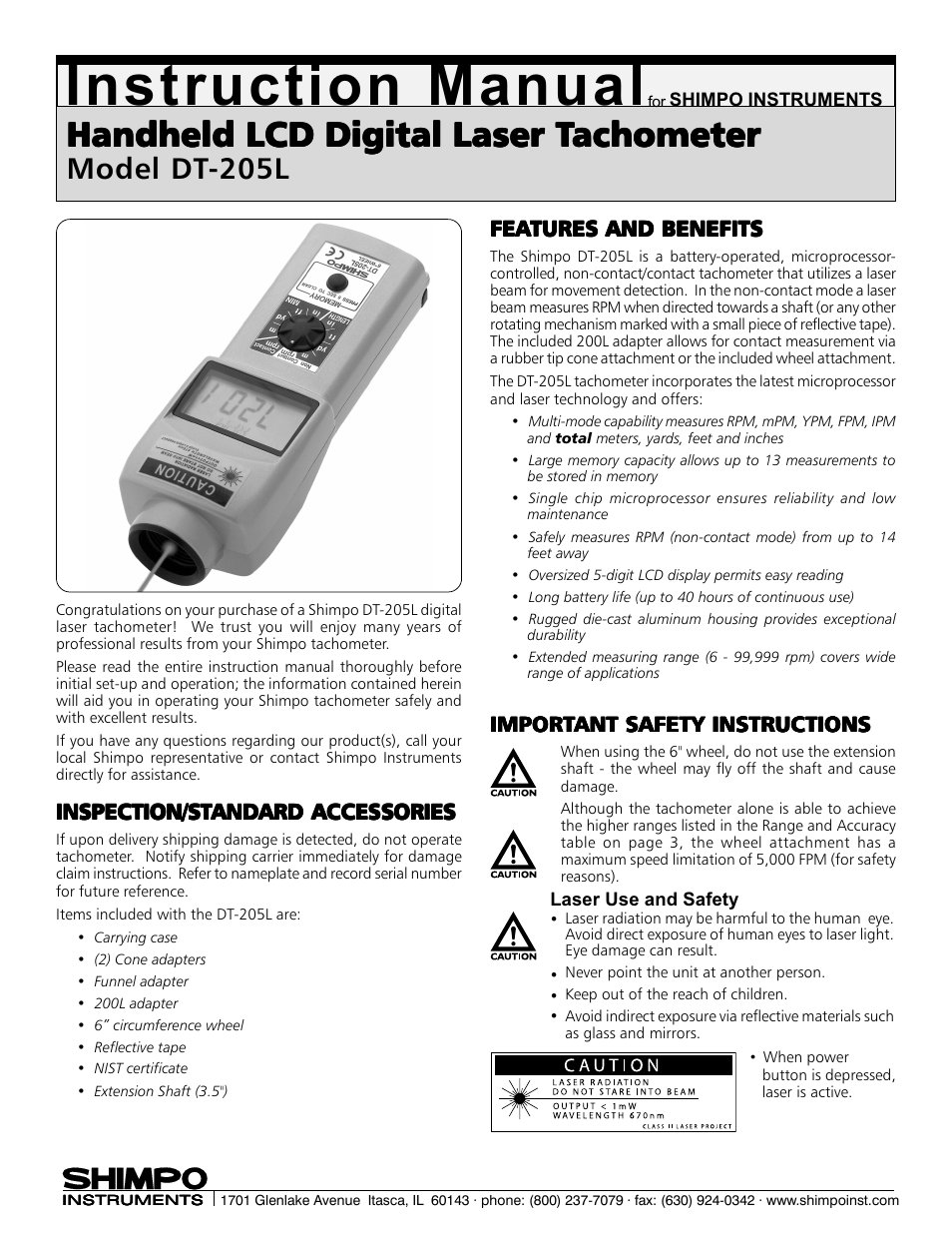 SHIMPO DT-205L User Manual | 4 pages