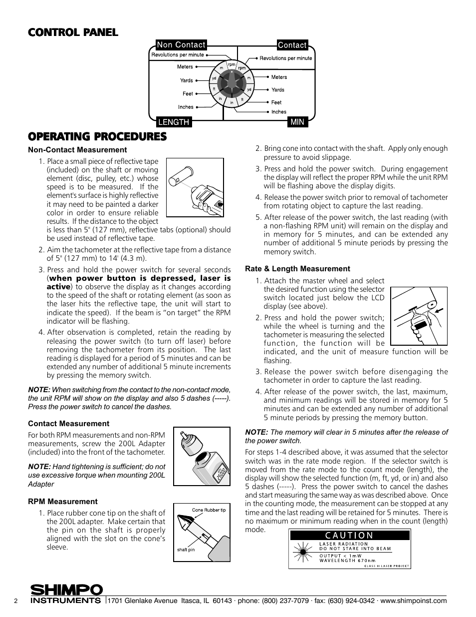 Opera, Control p, Control p control panel anel anel anel anel | SHIMPO DT-205L User Manual | Page 2 / 4