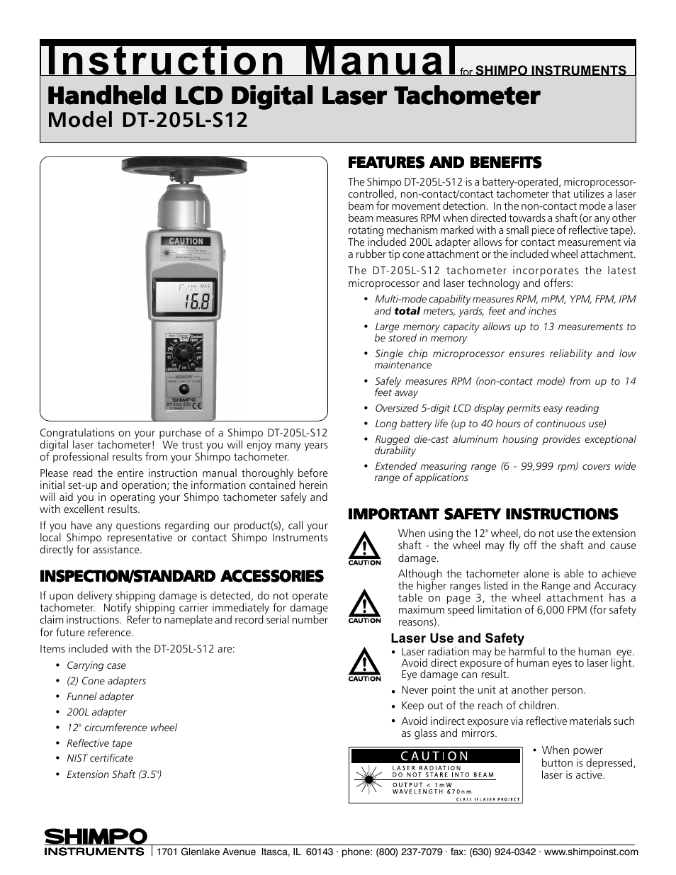 SHIMPO DT-205L-S12 User Manual | 4 pages