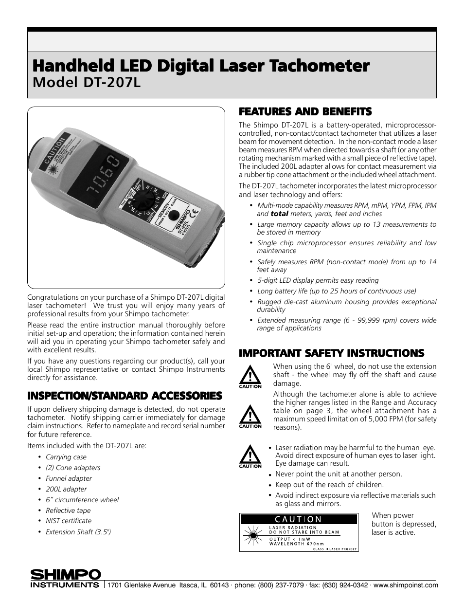 SHIMPO DT-207L User Manual | 4 pages