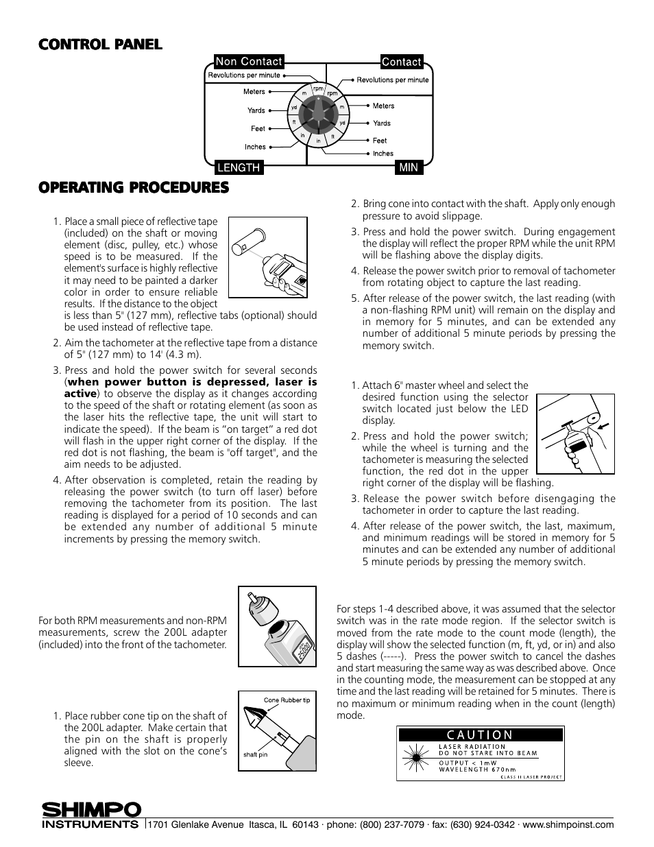 Opera, Control p, Control p control panel anel anel anel anel | SHIMPO DT-207L User Manual | Page 2 / 4