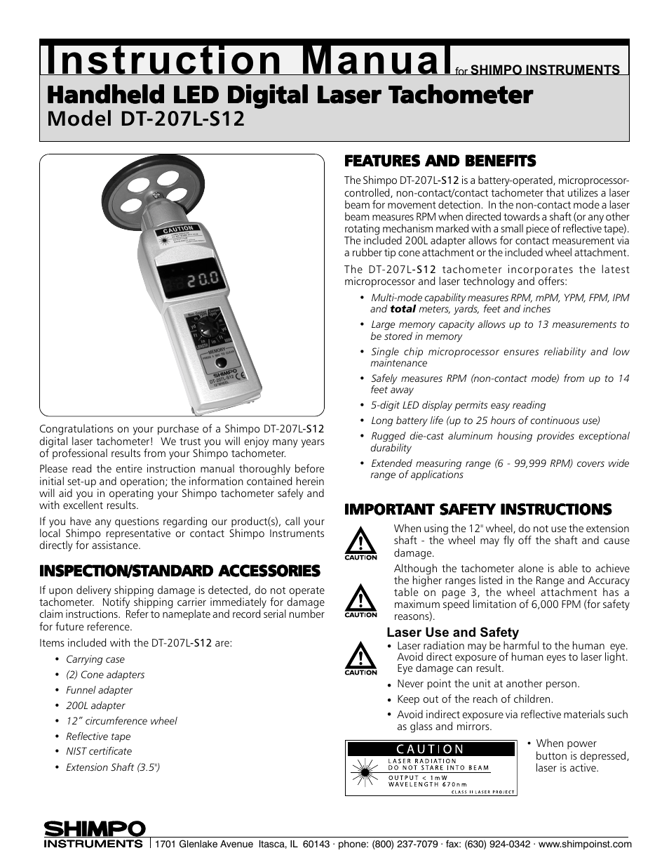 SHIMPO DT-207L-S12 User Manual | 4 pages