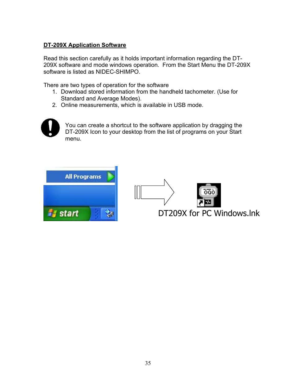 Dt-209x application software, Dt209x for pc windows.lnk | SHIMPO DT-209X-S12 User Manual | Page 39 / 68