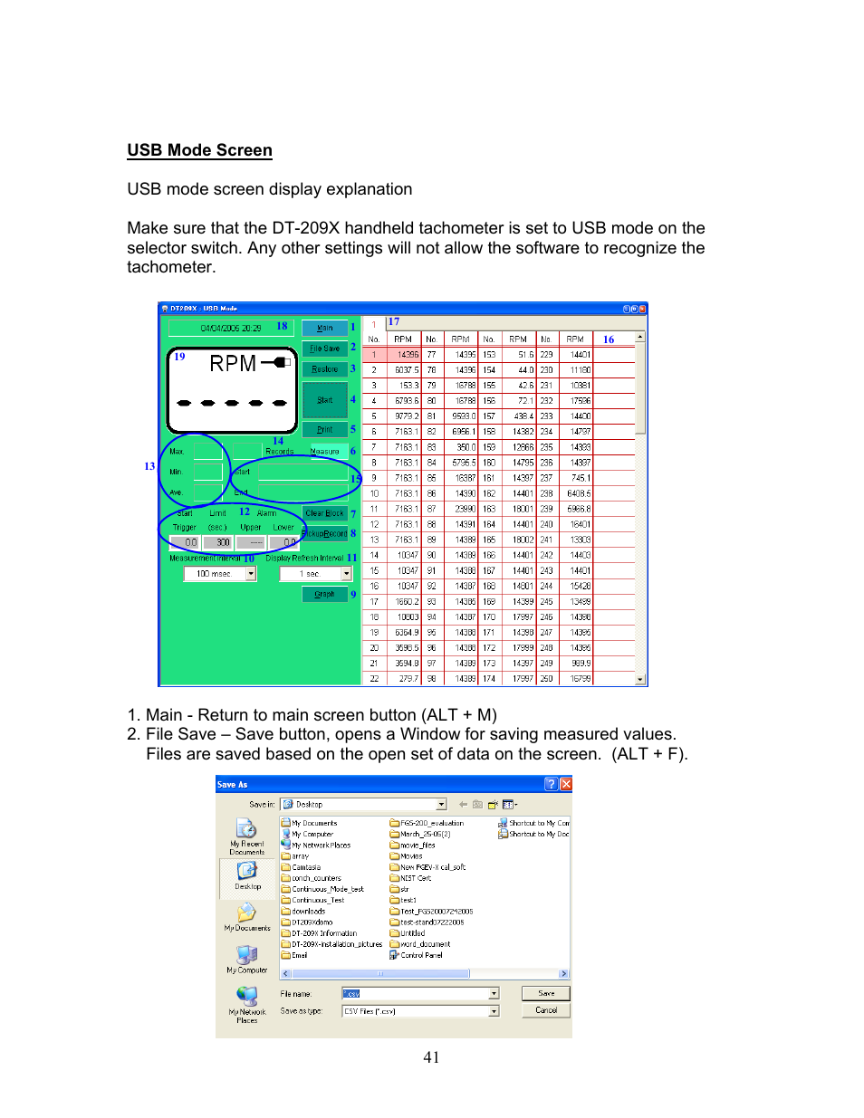 Usb mode screen | SHIMPO DT-209X-S12 User Manual | Page 45 / 68
