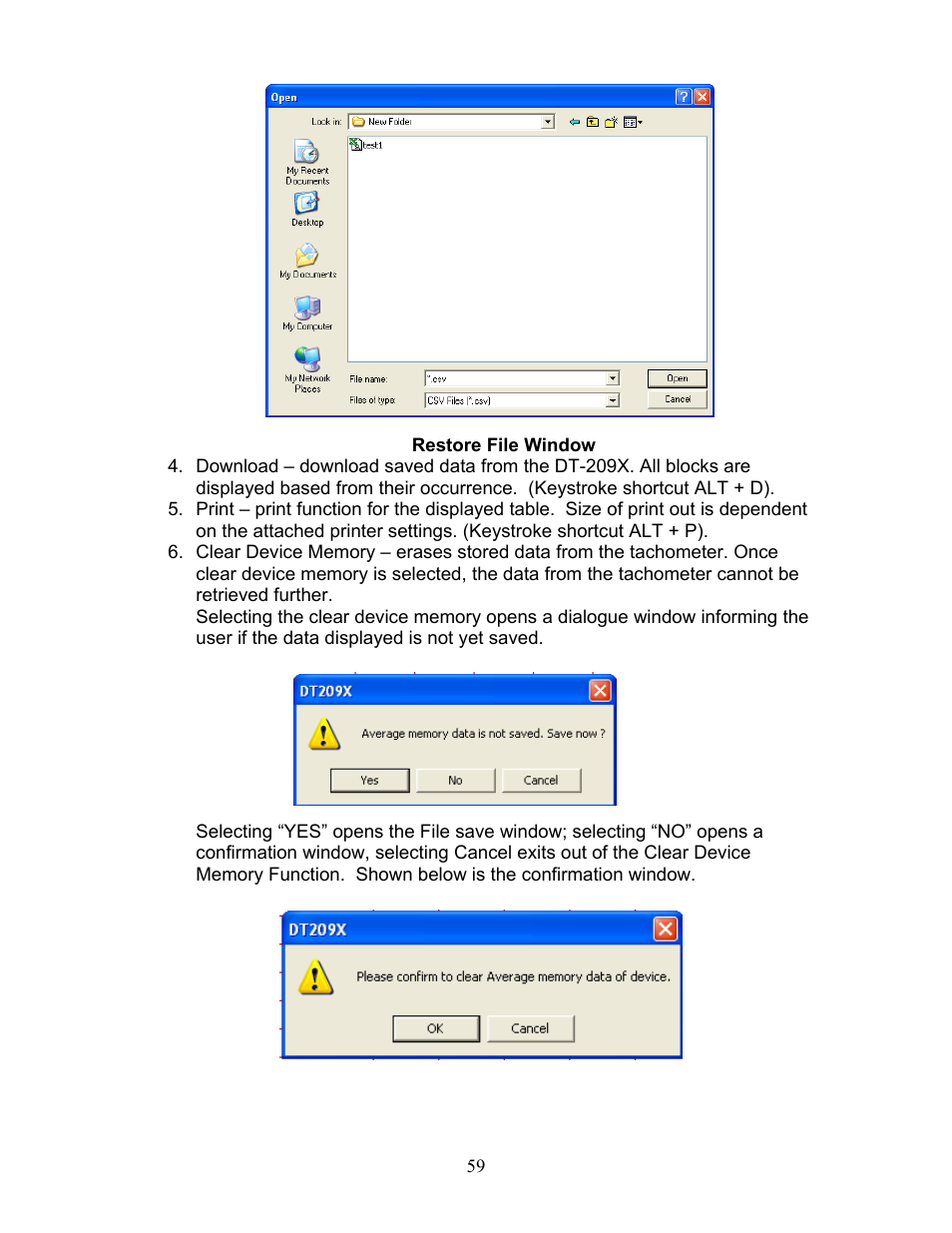 Restore file window | SHIMPO DT-209X-S12 User Manual | Page 63 / 68