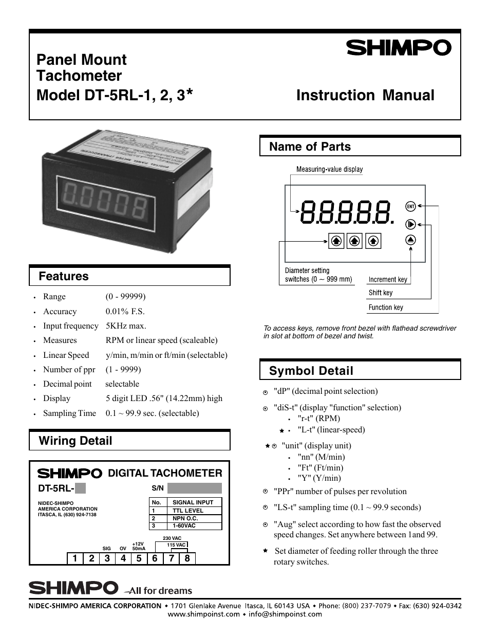 SHIMPO DT-5RL-3 User Manual | 2 pages