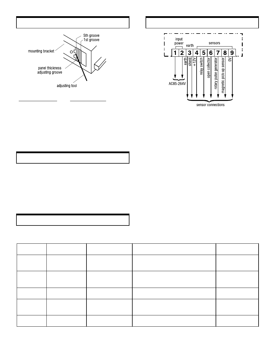 Mounting bracket a, Connections, Sensors | SHIMPO DT-5TP User Manual | Page 2 / 8