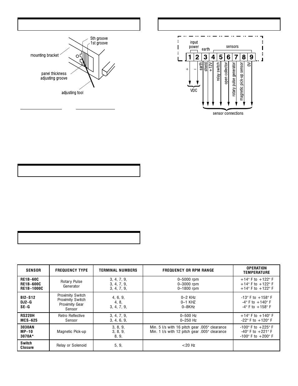 Mounting bracket a, Connections, Sensors | SHIMPO DT-5TP User Manual | Page 6 / 8