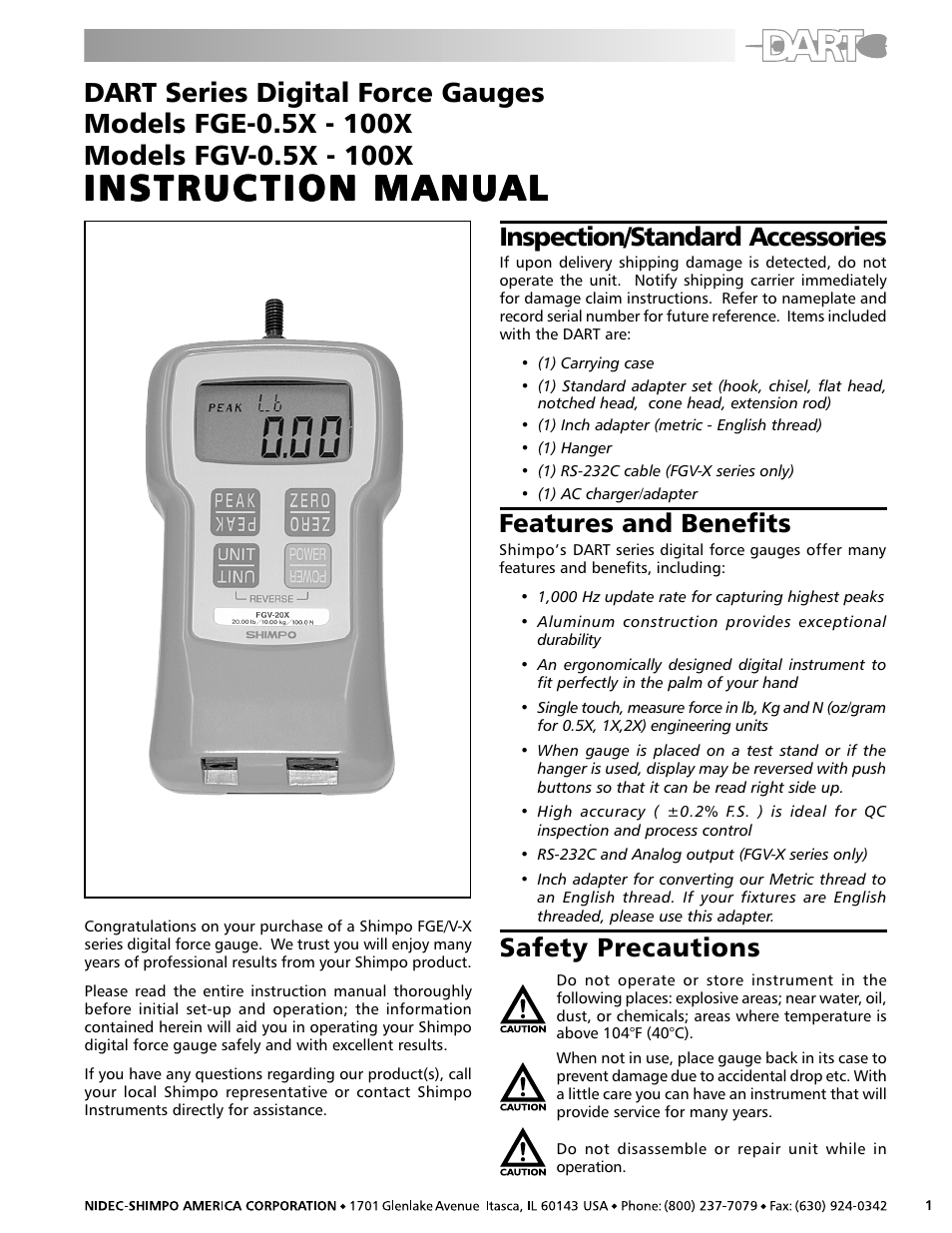 SHIMPO FGV-X User Manual | 8 pages