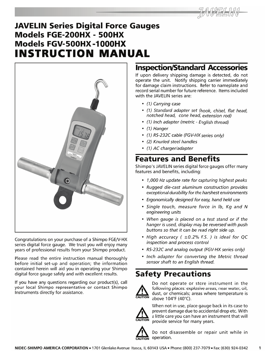 SHIMPO FGV-HX User Manual | 8 pages