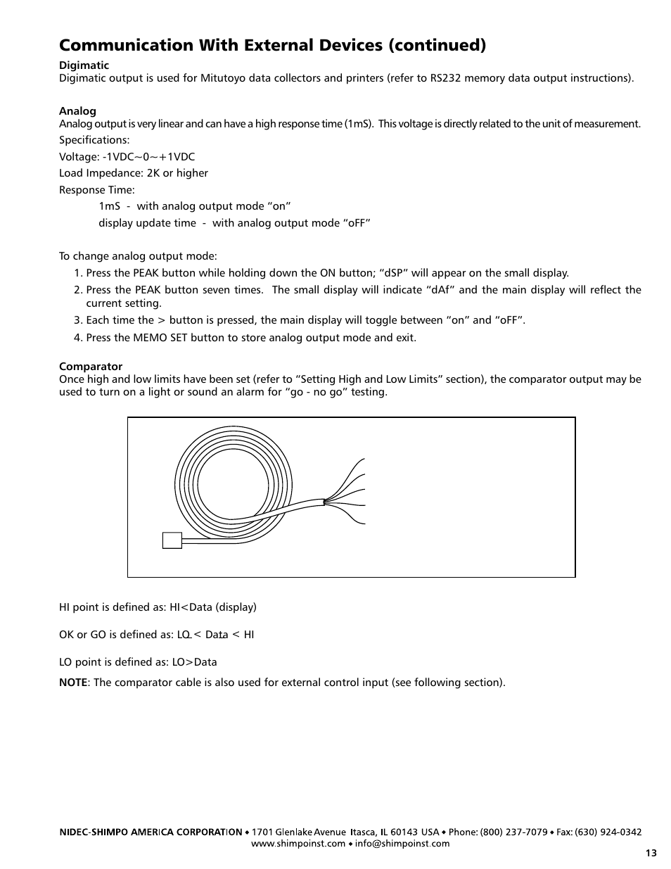 Communication with external devices (continued) | SHIMPO DFS-series User Manual | Page 13 / 20