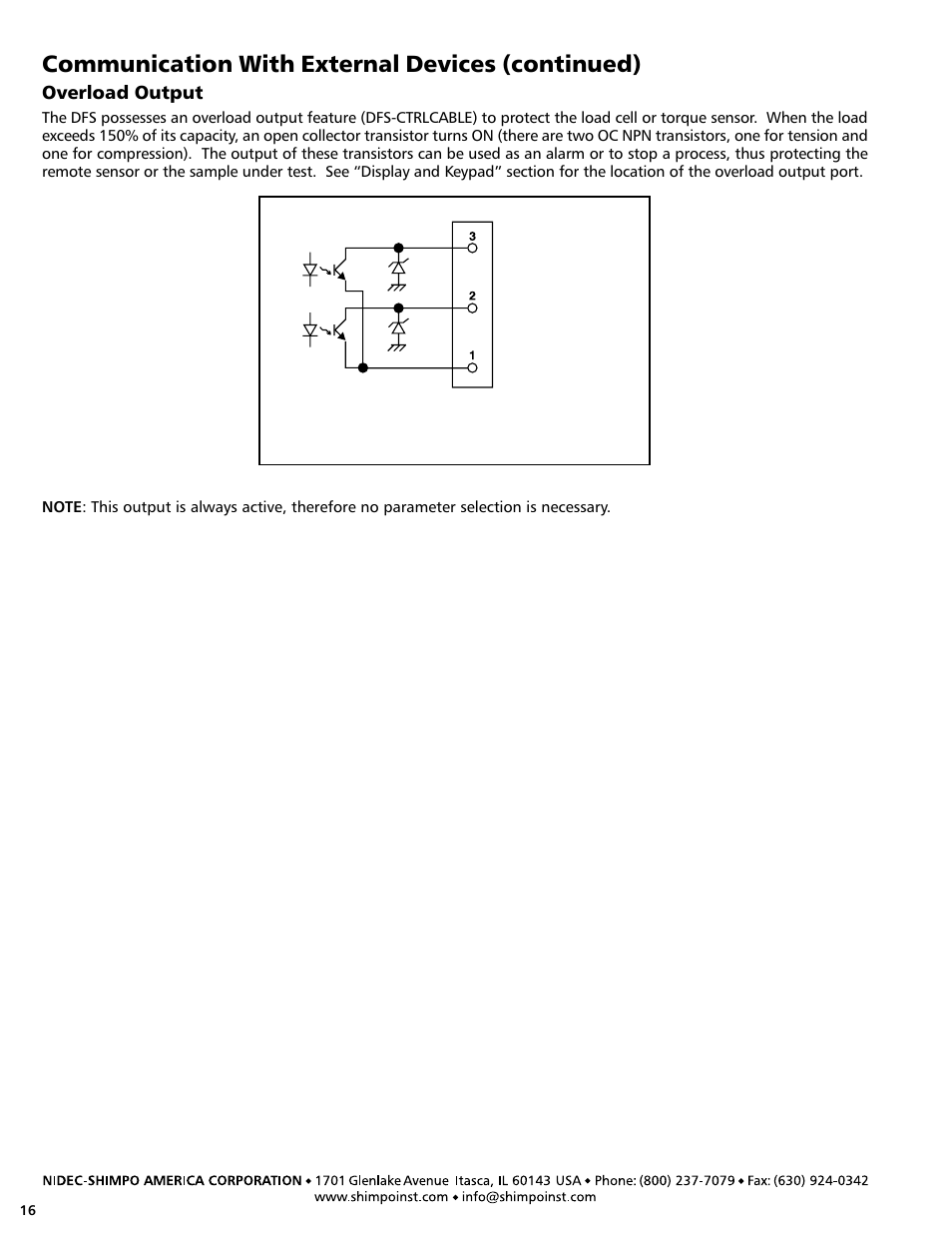 Communication with external devices (continued) | SHIMPO DFS-series User Manual | Page 16 / 20