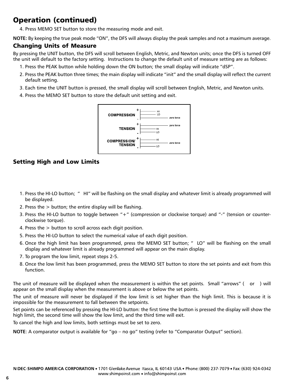 Operation (continued) | SHIMPO DFS-series User Manual | Page 6 / 20