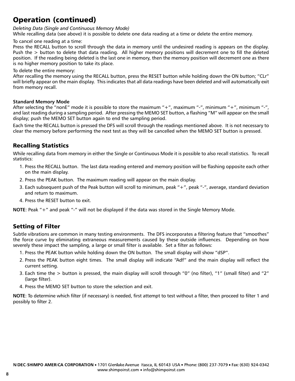 Operation (continued) | SHIMPO DFS-series User Manual | Page 8 / 20