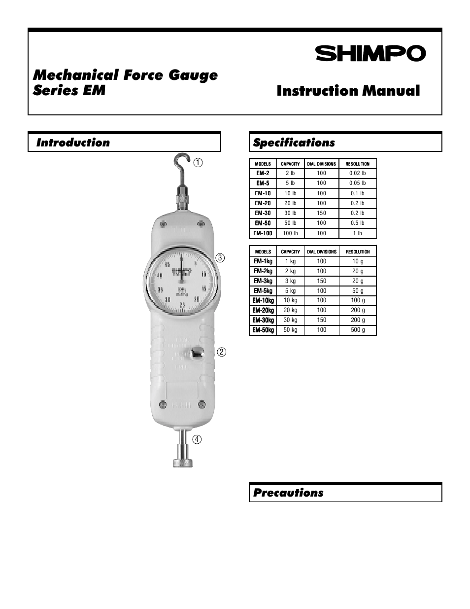 SHIMPO EM-series User Manual | 2 pages