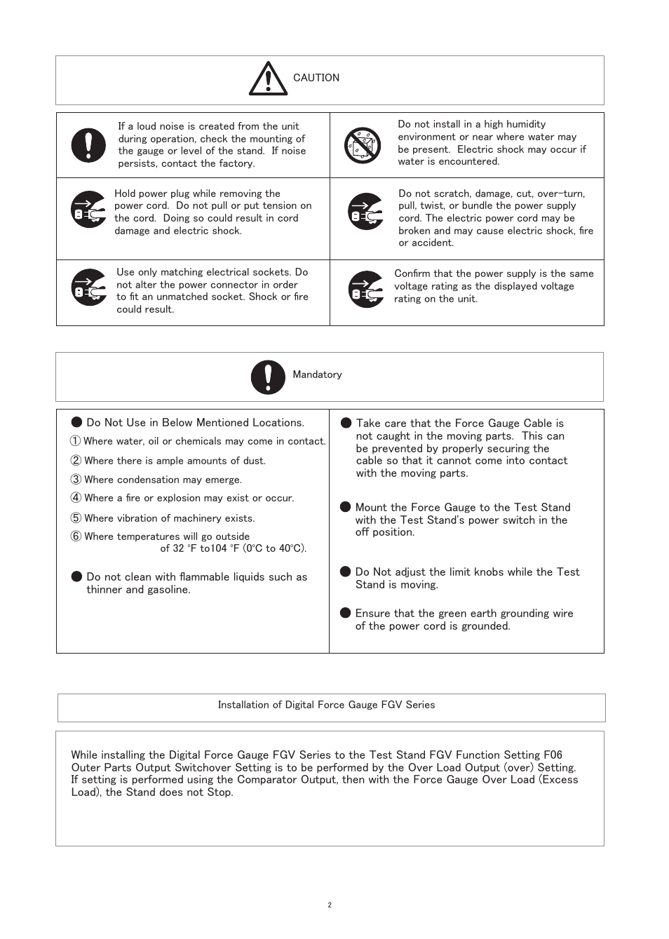 SHIMPO FGS-100E User Manual | Page 3 / 20