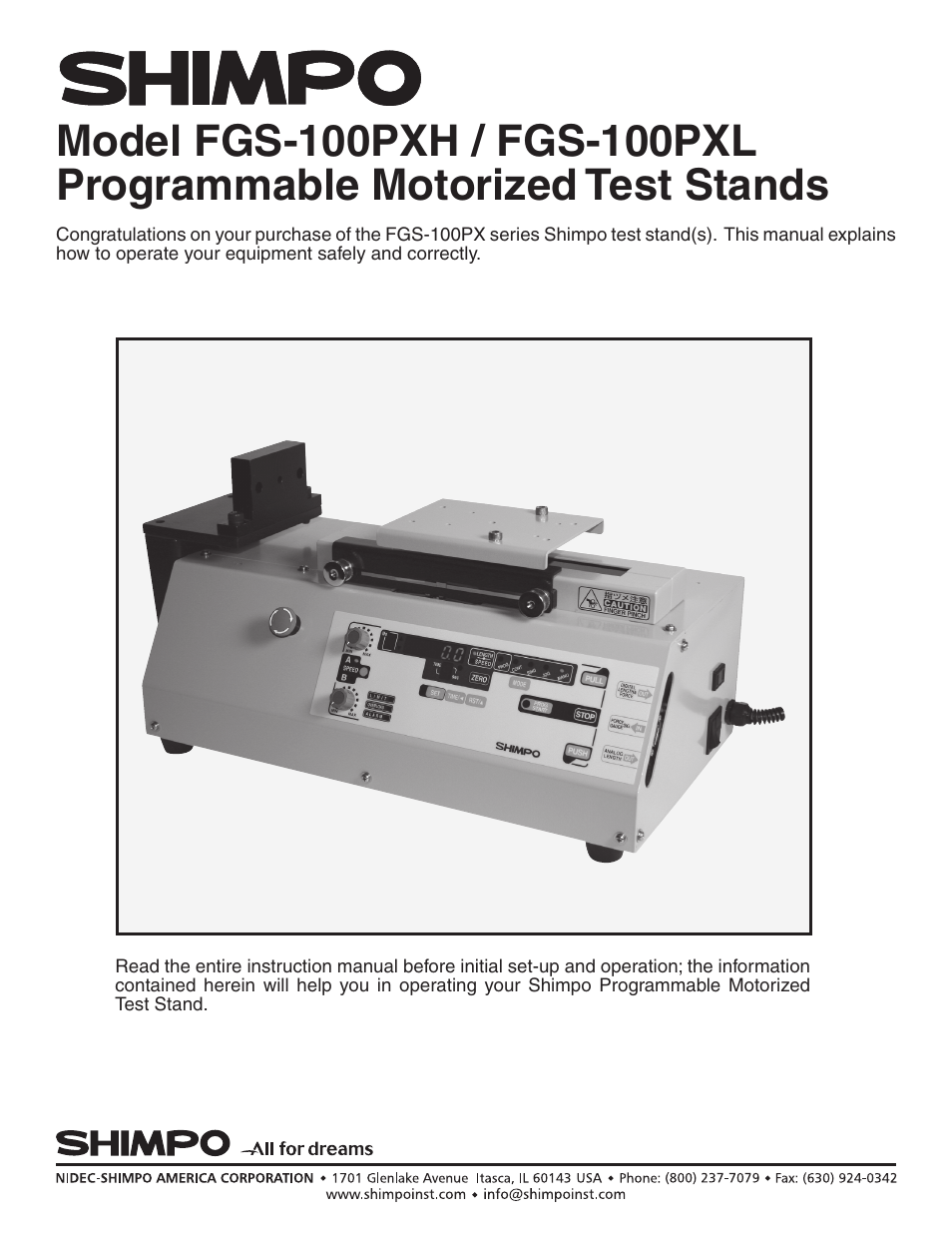 SHIMPO FGS-100-PXL User Manual | 20 pages