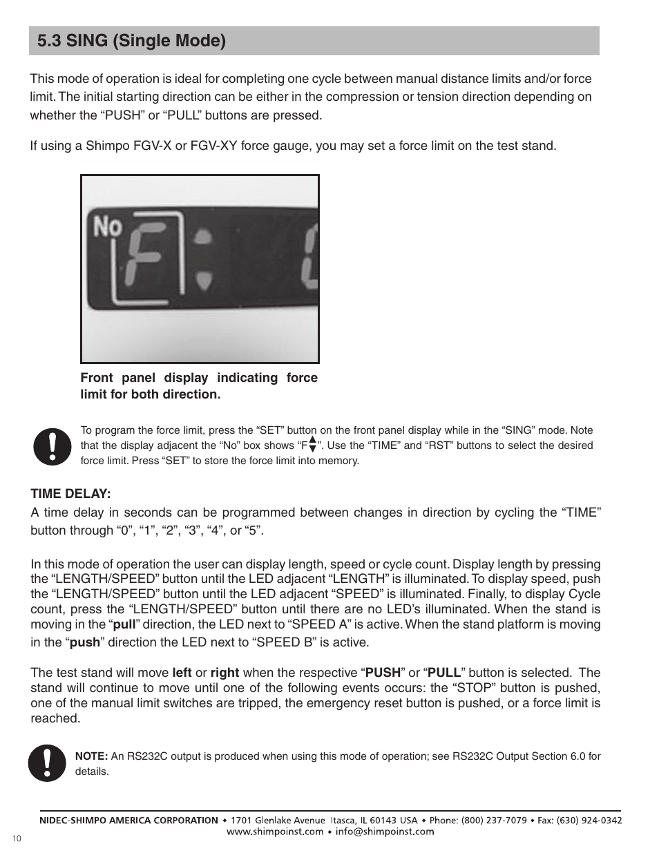 3 sing (single mode) | SHIMPO FGS-100-PXL User Manual | Page 10 / 20