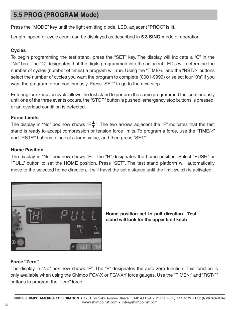 5 prog (program mode) | SHIMPO FGS-100-PXL User Manual | Page 12 / 20
