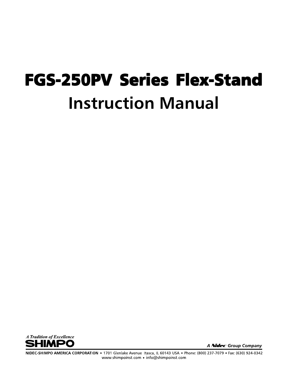 SHIMPO FGS-250PV User Manual | 12 pages