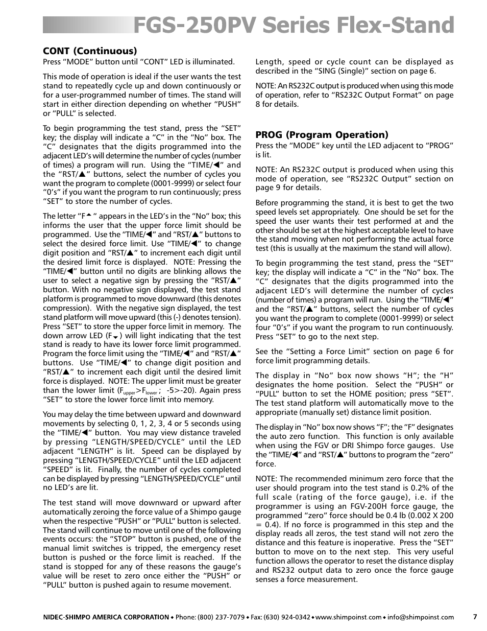 SHIMPO FGS-250PV User Manual | Page 7 / 12