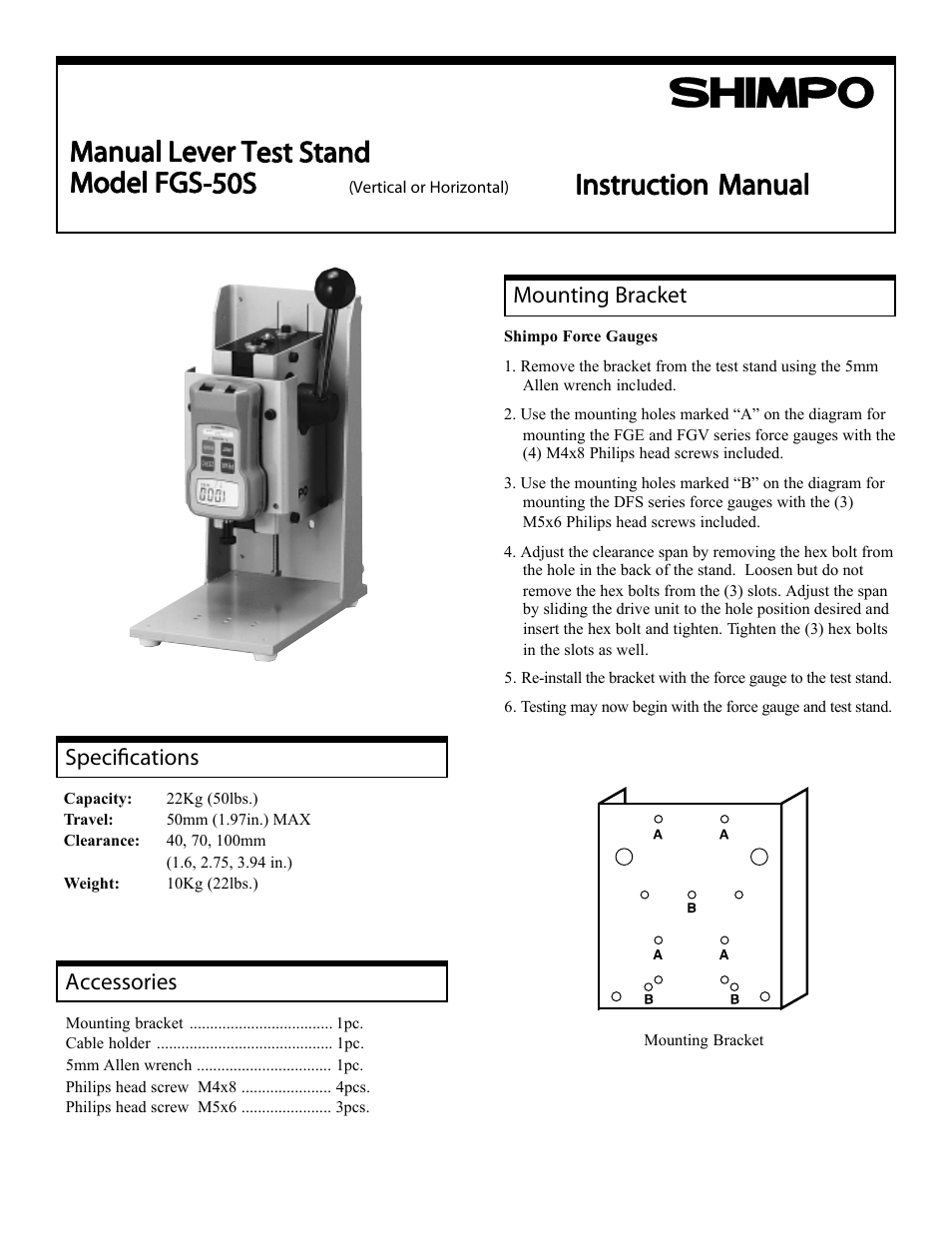 SHIMPO FGS-50S User Manual | 2 pages
