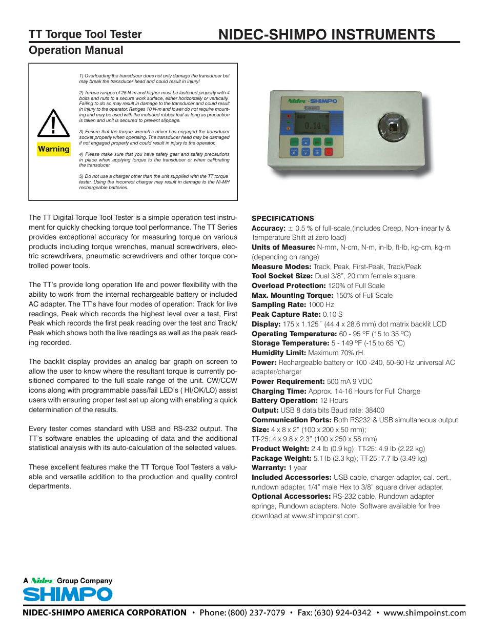 SHIMPO TT-Series User Manual | 6 pages