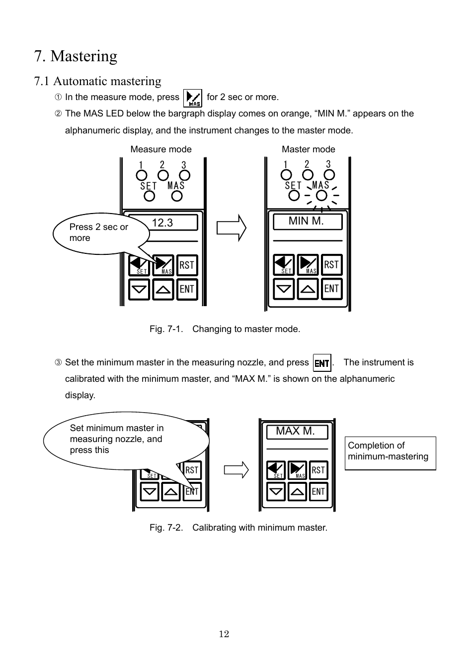 Mastering, 1 automatic mastering, 3 min m | Max m | SHIMPO CAG-2000 1 Channel User Manual | Page 14 / 52