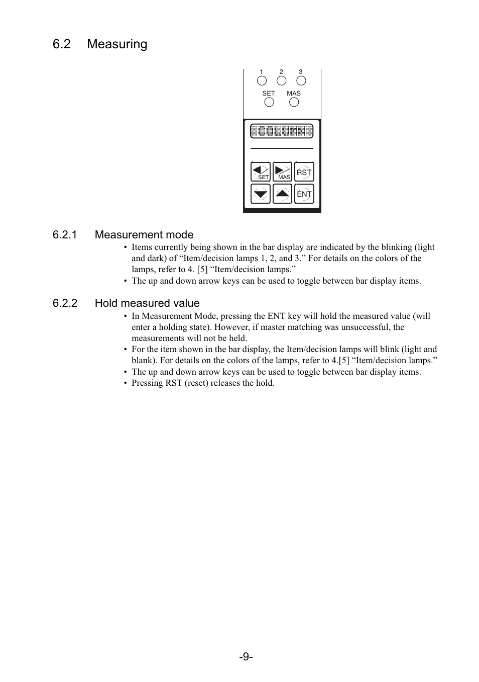 2 measuring, 1 measurement mode, 2 hold measured value | SHIMPO CEG-2000 User Manual | Page 12 / 36