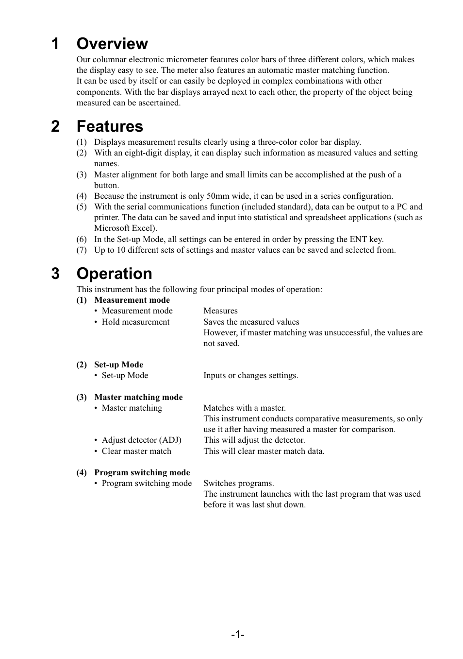 1overview, 2features, 3operation | SHIMPO CEG-2000 User Manual | Page 4 / 36