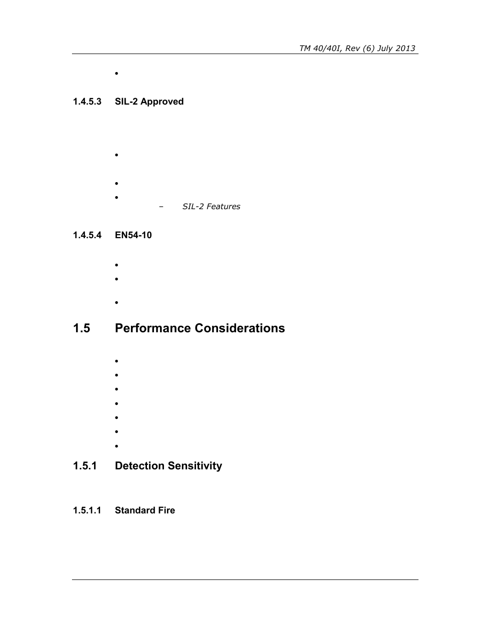 3 sil-2 approved, 4 en54-10, 5 performance considerations | 1 detection sensitivity, 1 standard fire, Performance considerations, Detection sensitivity, Sil-2 approved, En54-10 | Spectrex 40/40I Triple IR (IR3) Flame Detector User Manual | Page 19 / 80