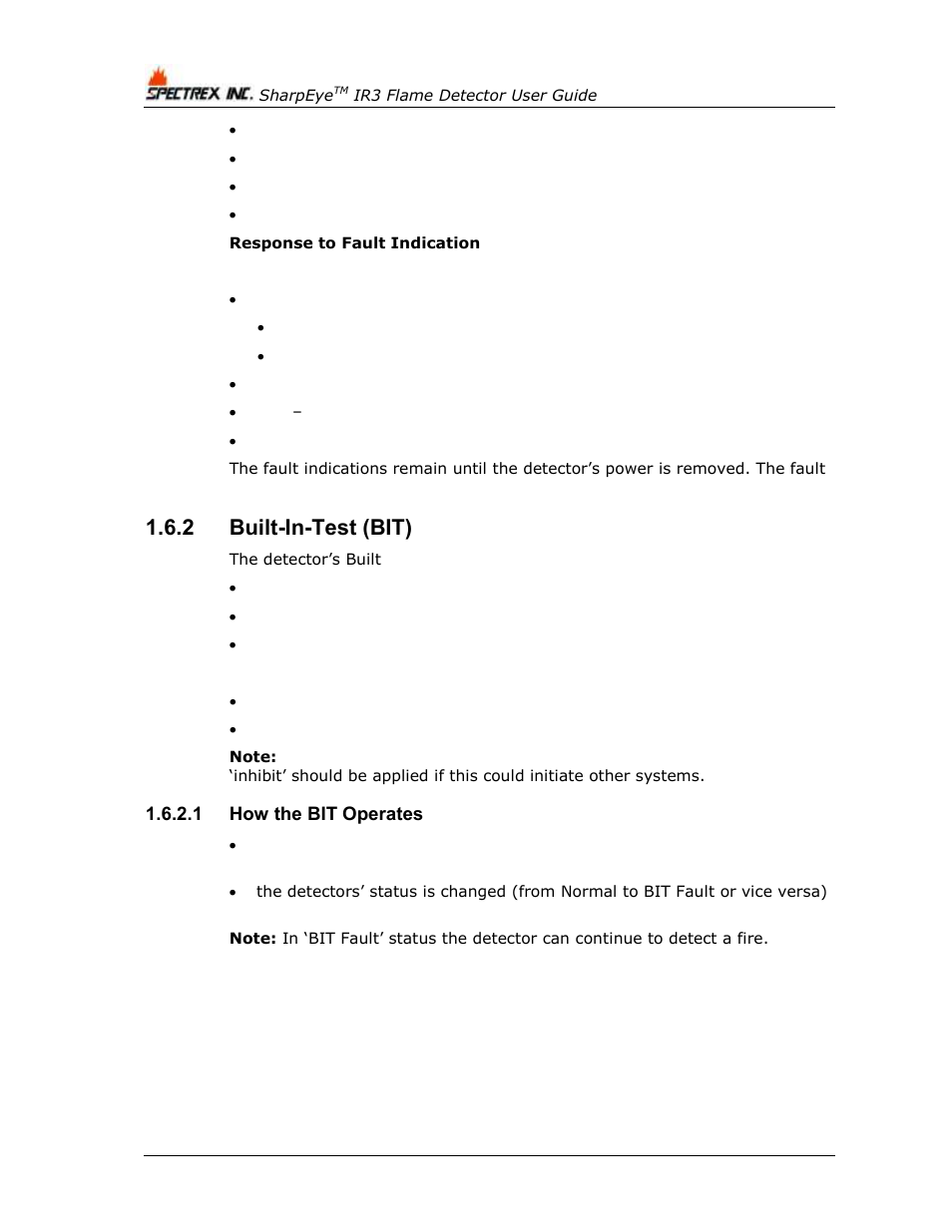 2 built-in-test (bit), 1 how the bit operates, Built-in-test (bit) | Spectrex 40/40I Triple IR (IR3) Flame Detector User Manual | Page 28 / 80