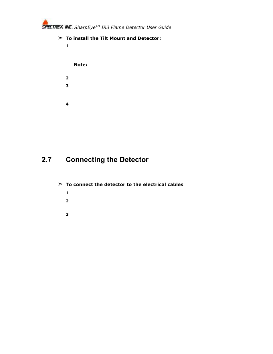 7 connecting the detector, Connecting the detector | Spectrex 40/40I Triple IR (IR3) Flame Detector User Manual | Page 38 / 80