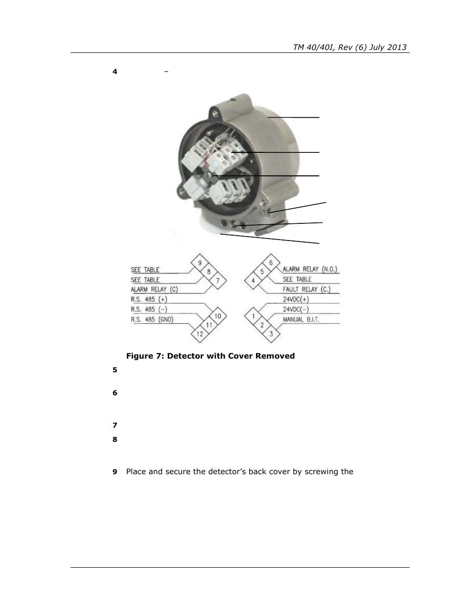 Figure 7: detector with cover removed | Spectrex 40/40I Triple IR (IR3) Flame Detector User Manual | Page 39 / 80