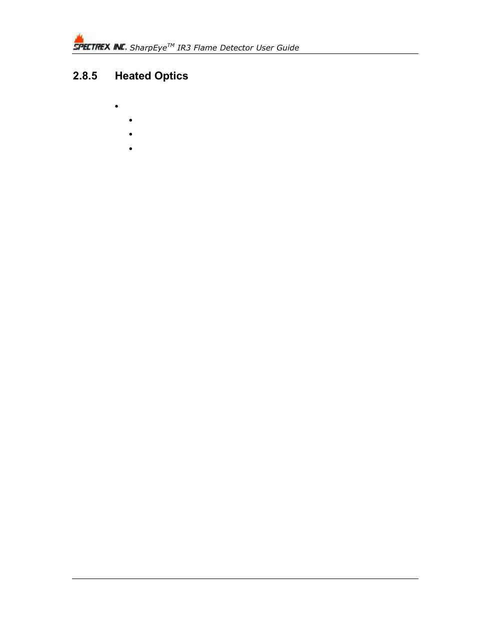 5 heated optics, Heated optics | Spectrex 40/40I Triple IR (IR3) Flame Detector User Manual | Page 44 / 80