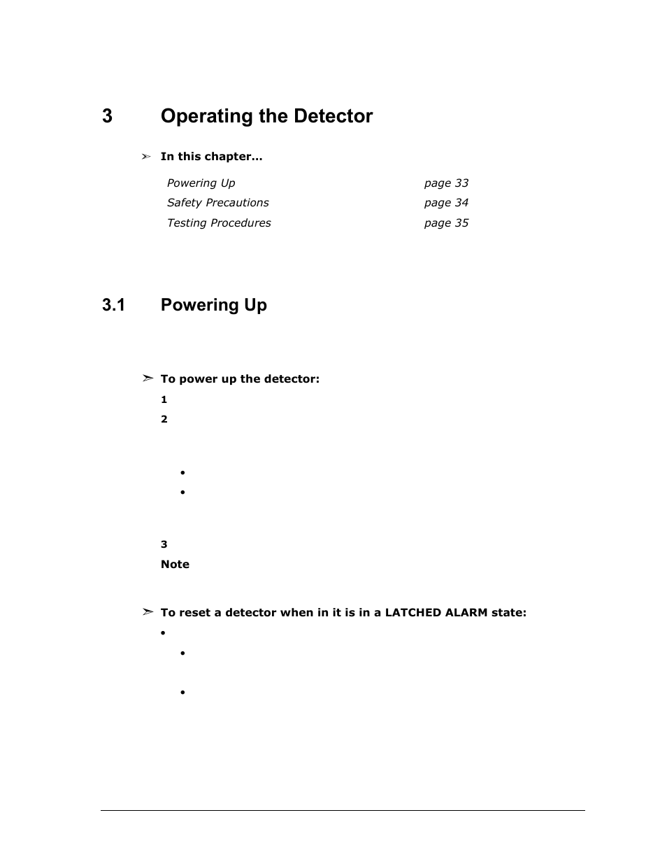 3 operating the detector, 1 powering up, Operating the detector | Powering up, 3operating the detector | Spectrex 40/40I Triple IR (IR3) Flame Detector User Manual | Page 45 / 80