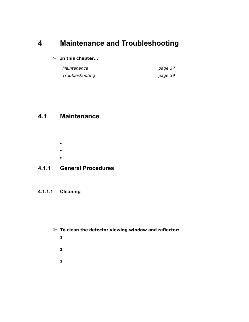 4 maintenance and troubleshooting, 1 maintenance, 1 general procedures | 1 cleaning, Maintenance and troubleshooting, Maintenance, General procedures, 4maintenance and troubleshooting | Spectrex 40/40I Triple IR (IR3) Flame Detector User Manual | Page 49 / 80